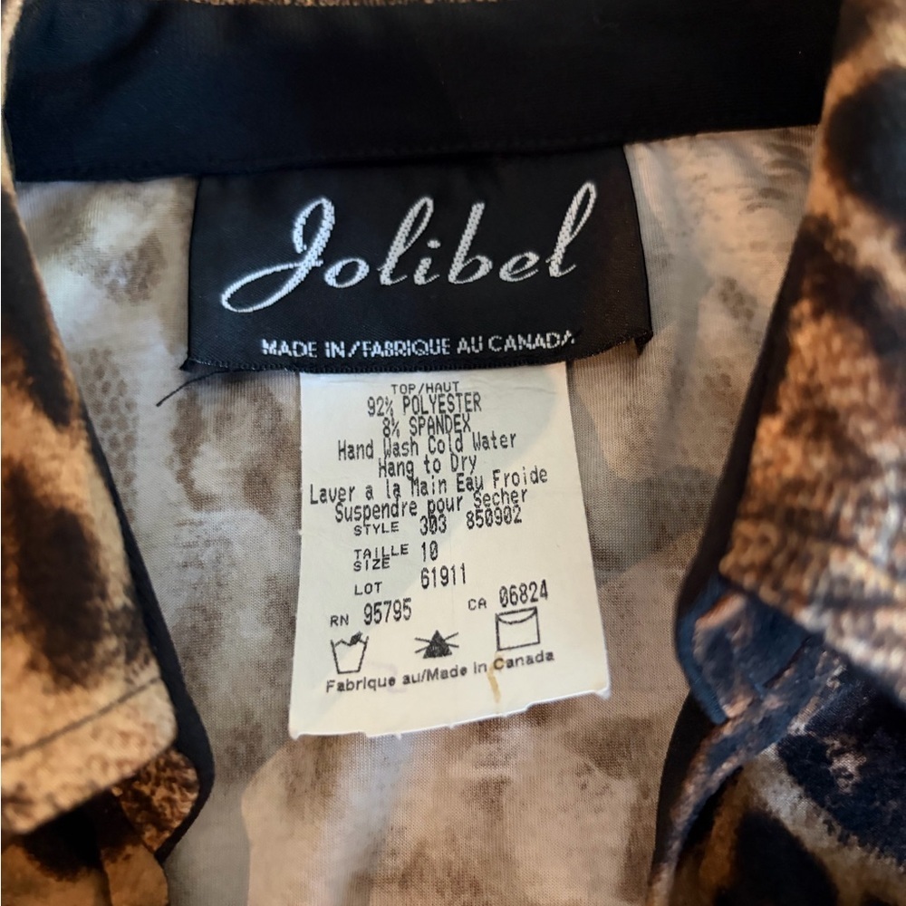 Vintage Jolibel Leopard Print Stretch Top Size 10 - Picture 3 of 3